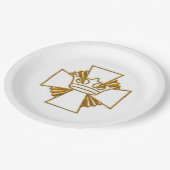 Assiettes En Carton Gold Cross et Crown 3D Look (Angle)