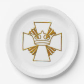 Assiettes En Carton Gold Cross et Crown 3D Look (Devant)