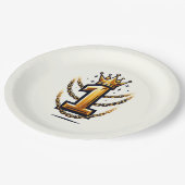 Assiettes En Carton Gold Crown Chain Drift 1 #1 1er fête d'anniversair (Angle)