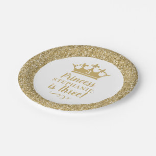 Assiettes En Carton Gold Crown Tiara Gold Princess Anniversaire