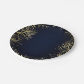 Assiettes En Carton Gold & Dark Navy Blue Elegant Coral Mariage (Angle)