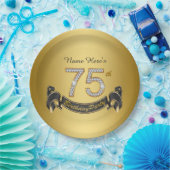 Assiettes En Carton Gold Diamond 75e anniversaire (Fête)