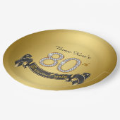 Assiettes En Carton Gold Diamond 80e fête d'anniversaire (Angle)