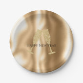 Assiettes En Carton Gold Diamond Sparkle Champagne Glasses New Year's (Devant)