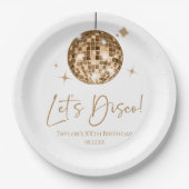 Assiettes En Carton Gold Disco Ball Let's Disco Anniversaire (Devant)
