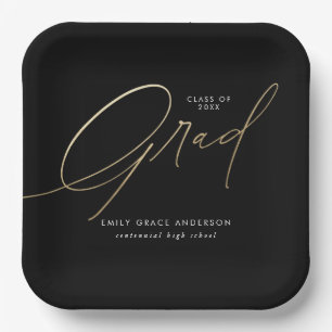 Assiettes En Carton Gold Elegant tendance Calligraphie Script Graduati