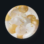 Assiettes En Carton Gold et White Balloons Party<br><div class="desc">Confetti, banderoles, ballons d'or et de blanc sur ces plaques de papier - 2 TAILLES - sont parfaits pour une fête d'anniversaire, fête de 50e anniversaire, anniversaire de jalon, fête de 50e anniversaire, fête d'affaires et plus. Tous les textes, polices, couleurs, tailles peuvent être modifiés. Nous avons caché le texte...</div>