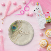 Assiettes En Carton Gold Exotic Peacock Feather Glam Élégante Partie (Fête)