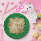 Assiettes En Carton Gold Faux Foil Noël Parties scintillant verte (Fête)