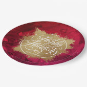 Assiettes En Carton Gold Faux Foil Noël Rouge Aquarelle (Angle)