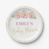 Assiettes En Carton Gold Floral Élégant Douche bébé douce (Devant)