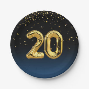 Assiettes En Carton Gold Foil 20 Ballons Et Plaque De Papier Confetti