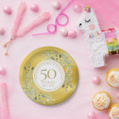 Assiettes En Carton Gold Foil Greenery 50e anniversaire Mariage (Fête)