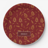 Assiettes En Carton Gold Foil Noël Arbre Motif Red Holiday (Devant)