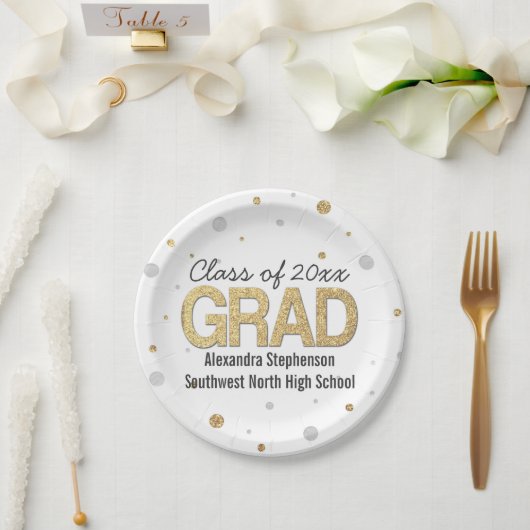 Assiettes En Carton Gold Foil Parties scintillant Confetti Graduation (Mariage)