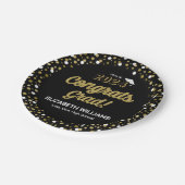 Assiettes En Carton Gold Foil Script Confetti Congrats Grad Noir (Angle)