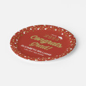 Assiettes En Carton Gold Foil Script Confetti Congrats Grad Red (Angle)