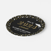 Assiettes En Carton Gold Foil Script Confetti Graduation Party Noir (Angle)
