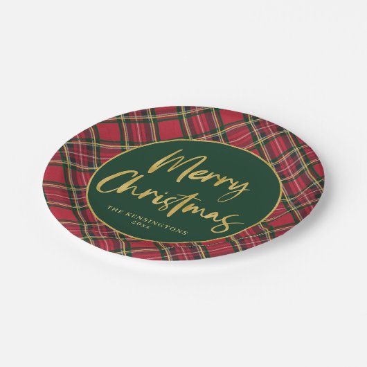 Assiettes En Carton Gold Foil Script Joyeux Noël Fête (Angle)