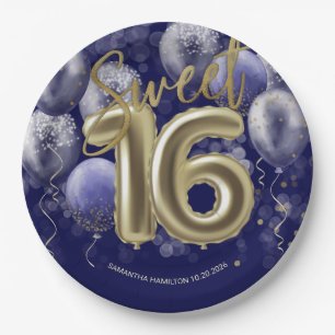 Assiettes En Carton Gold Foil Sweet 16 Anniversaires Ballons Party Roy