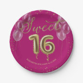 Assiettes En Carton Gold Foil Sweet 16 Anniversaires Balloons Party Ho (Devant)