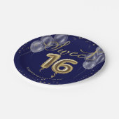 Assiettes En Carton Gold Foil Sweet 16 Ballons d'anniversaire Royal Bl (Angle)