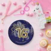 Assiettes En Carton Gold Foil Sweet 16 Ballons d'anniversaire Royal Bl (Fête)