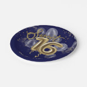 Assiettes En Carton Gold Foil Sweet 16 Ballons d'anniversaire Royal Bl (Angle)
