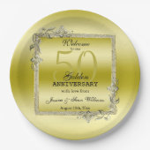 Assiettes En Carton Gold Gem & Parties scintillant 50e Anniversaire du (Devant)