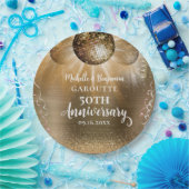 Assiettes En Carton Gold Glam Disco Ball 50e anniversaire Mariage (Fête)