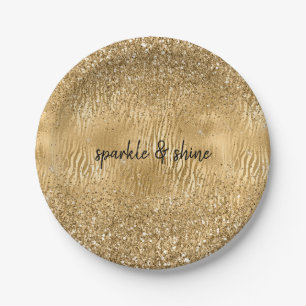 Assiettes En Carton Gold Glam Glitz Zebra Print Faux Parties scintilla