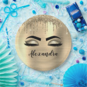 Assiettes En Carton Gold Glitter Sparkle Eyelashes Monogram (Fête)