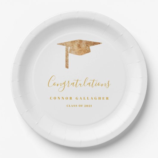 Assiettes En Carton Gold Graduation Party (Devant)