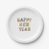 Assiettes En Carton Gold Grey Happy New Year (Devant)