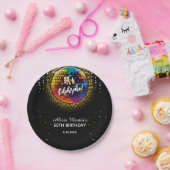 Assiettes En Carton Gold Halftone Disco Ball Fêtons notre anniversaire (Fête)