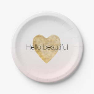 Assiettes En Carton Gold Heart Blush Pink Ombre Bonjour belle