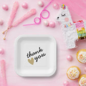 Assiettes En Carton Gold Heart Simple Sincere Merci (Fête)