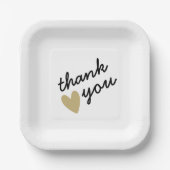 Assiettes En Carton Gold Heart Simple Sincere Merci (Recto)