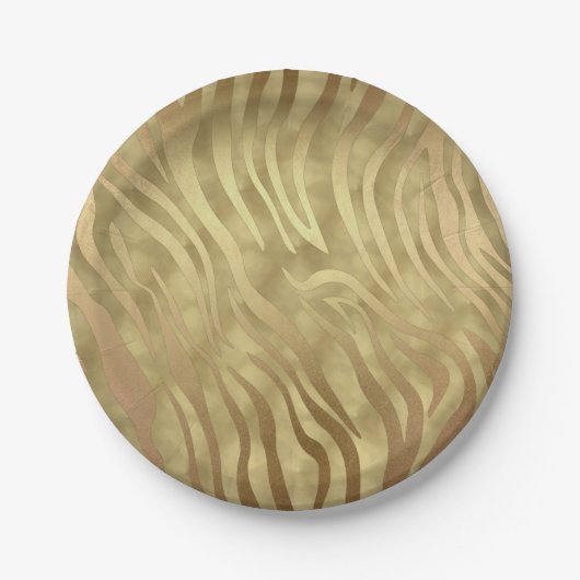 Assiettes En Carton Gold Luxueux Zebra Jungle Safari Glam (Devant)