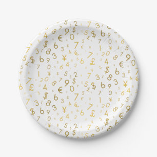 Assiettes En Carton Gold Luxury Numéros & Devise Symboles Motif