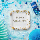 Assiettes En Carton Gold Merry Christmas (Fête)