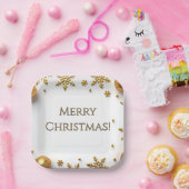Assiettes En Carton Gold Merry Christmas (Fête)