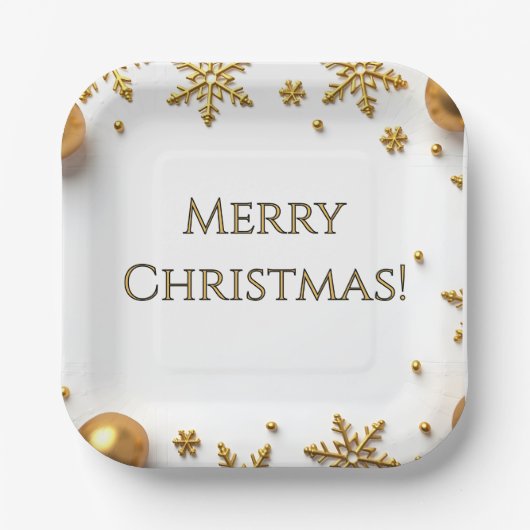 Assiettes En Carton Gold Merry Christmas (Recto)
