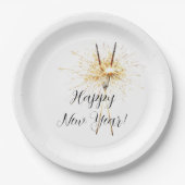 Assiettes En Carton Gold New Year's Eve Day Celebration Sparklers (Devant)