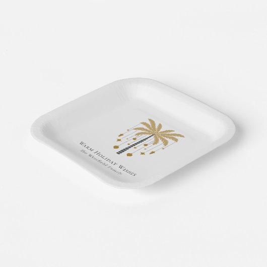 Assiettes En Carton Gold Palm Tree Chaleureuse Fête des voeux (Angulaire)