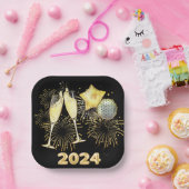 Assiettes En Carton Gold Parties scintillant Black 202ew (Fête)