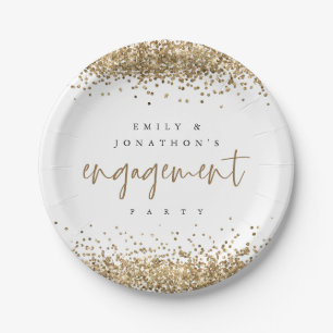 Assiettes En Carton Gold Parties scintillant Bordures Noms de la parti