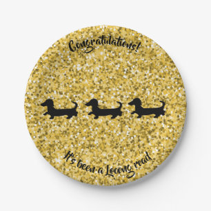 Assiettes En Carton Gold Parties scintillant Dachshund Party Plate Fél