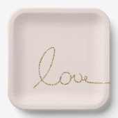 Assiettes En Carton Gold Parties scintillant Love Pink Shell (Recto)