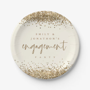 Assiettes En Carton Gold Parties scintillant Noms Cream Engagement Par